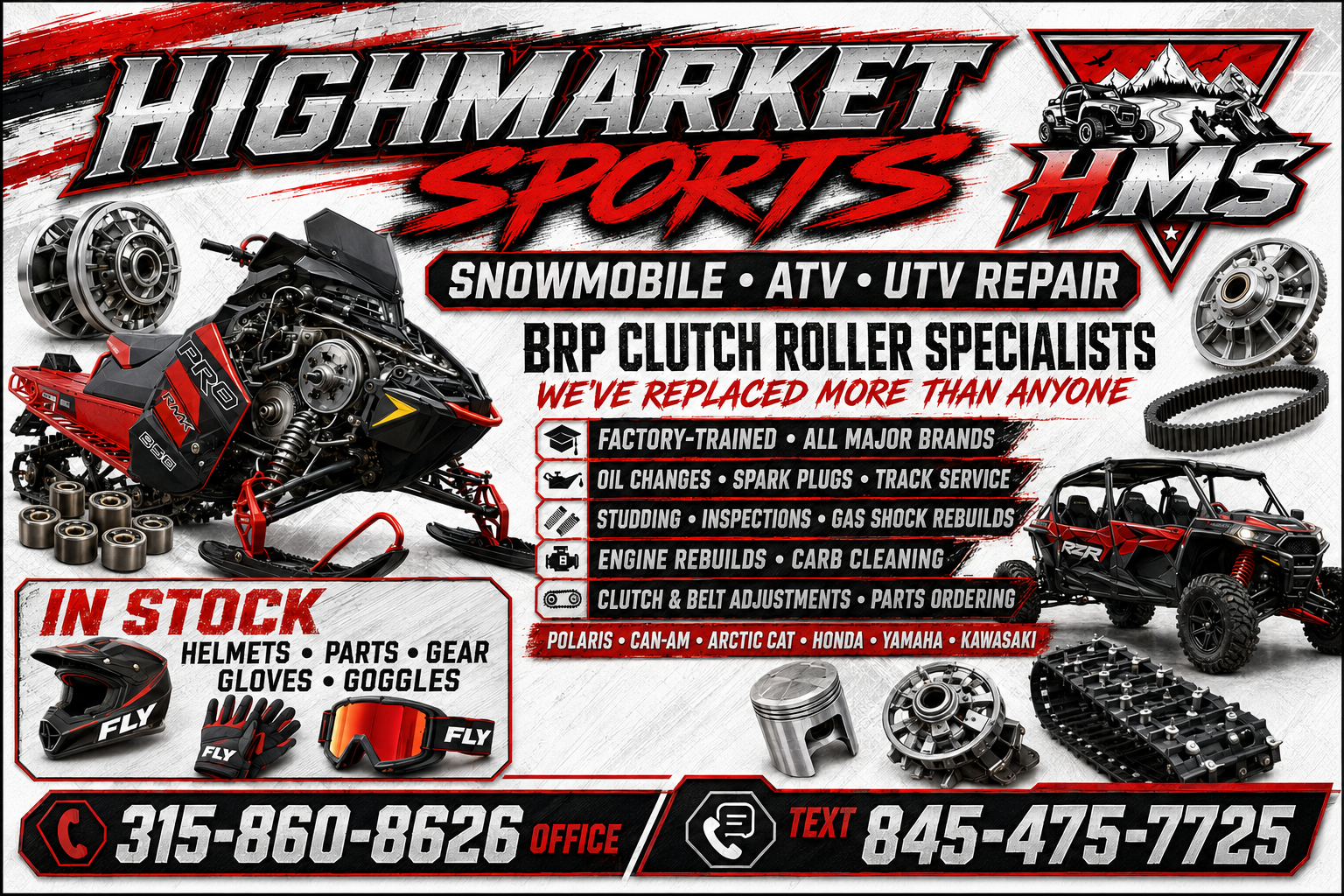 Highmarket Sports — belts, oil, welding, carbides, skis, tracks, studs, exhausts, trailer parts, shock rebuilds and more
